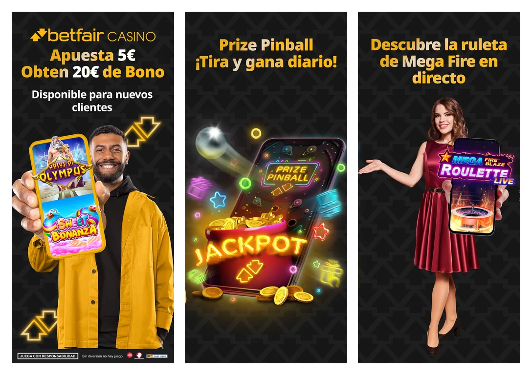 Capturas en español de la app oficial de Betfair Casino