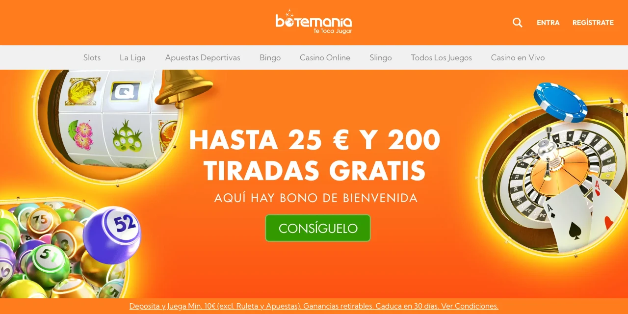 Captura de pantalla de la portada de Botemania en España