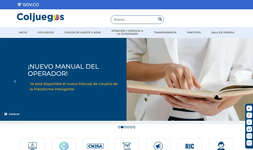Sitio web de Coljuegos, el regulador colombiano