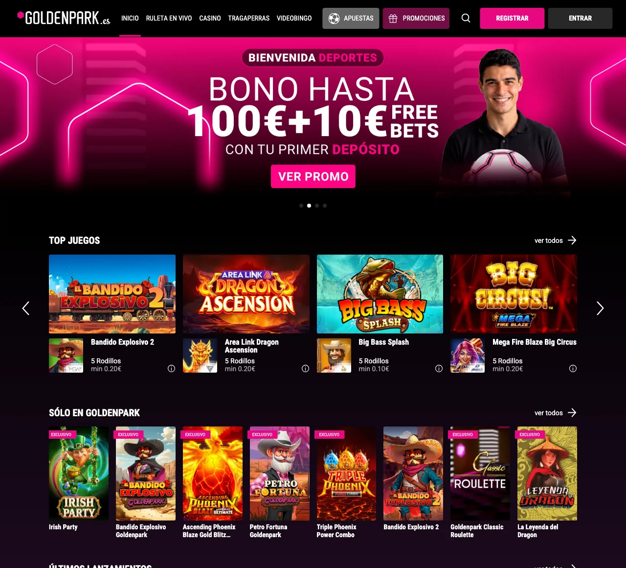 Captura de la portada de Goldenpark en España