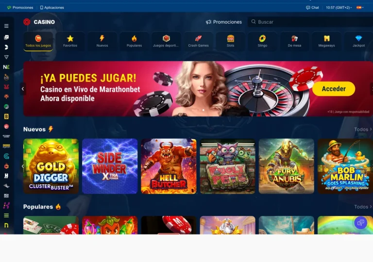 Captura de la portada del casino de Marathonbet