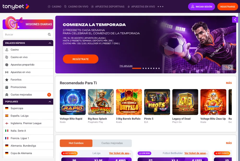 Portada de TonyBet España