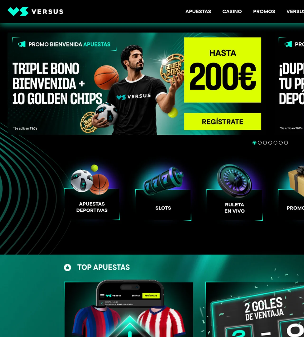 Captura de pantalla de la portada de Versus en España