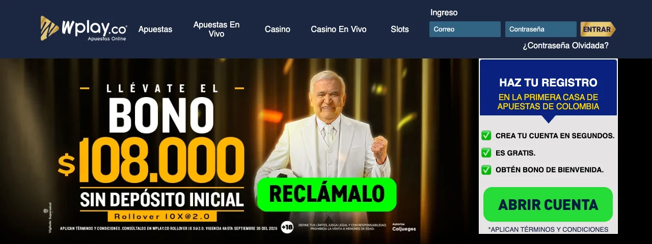 Captura de pantalla de la portada de Wplay.co