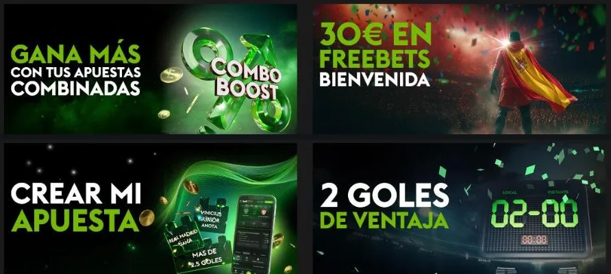 Promociones de Bet777: 30 € en freebets, Combo Boost, Crear mi apuesta y 2 goles de ventaja